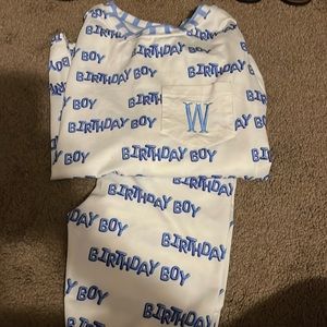 Birthday pjs with a “W” on pocket